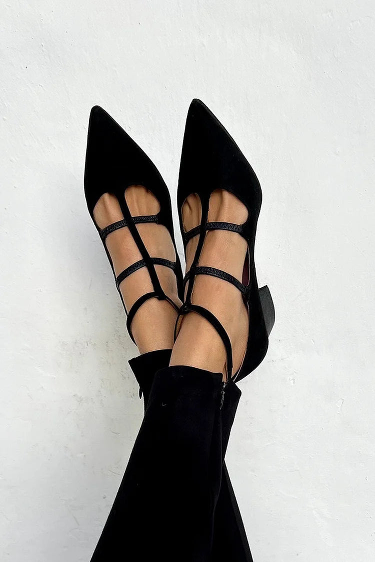 Annelore | Pumps Noirs Élégants Avec Pointe Et Bracelet
