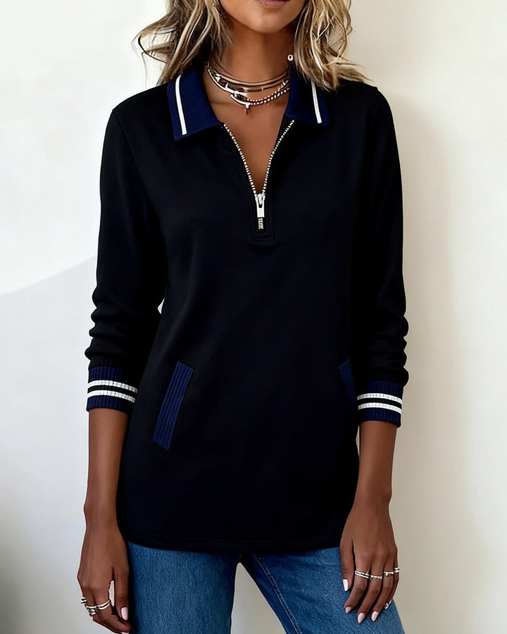 Capucine | Sweatshirt Ample avec Col et Fermeture Éclair