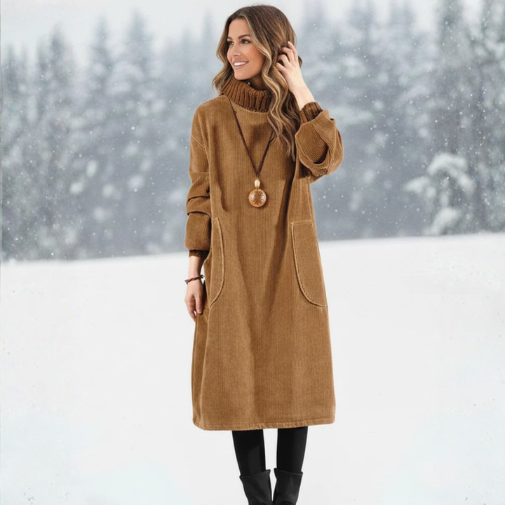 Céliane | Robe Midi Col Roulé Confortable