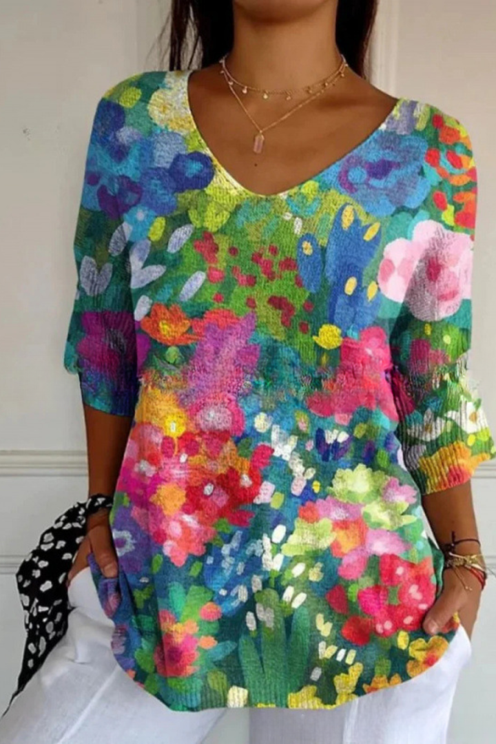 Bérangère™ | Blouse fluide élégante à imprimé raffiné