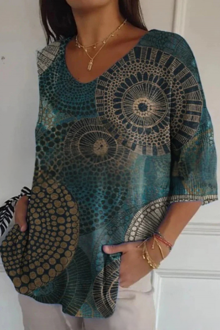 Bérangère™ | Blouse fluide élégante à imprimé raffiné