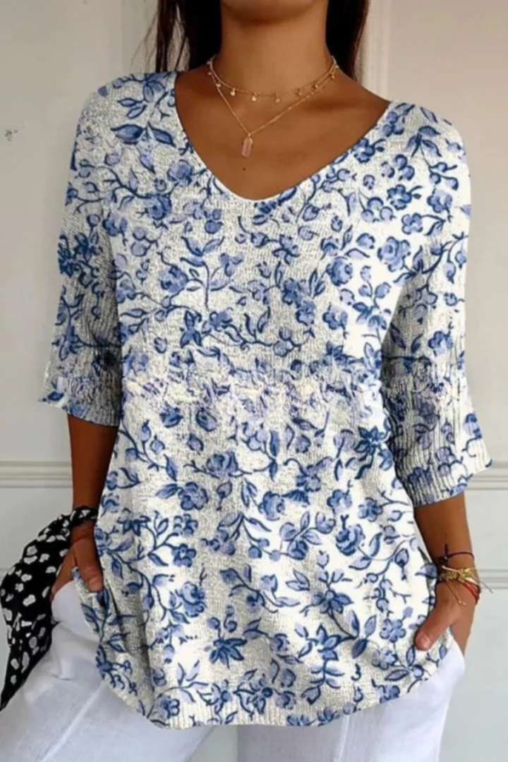 Bérangère™ | Blouse fluide élégante à imprimé raffiné