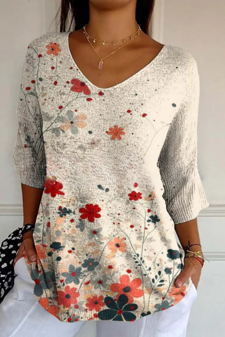 Bérangère™ | Blouse fluide élégante à imprimé raffiné