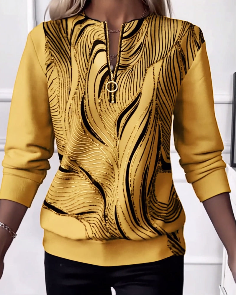 Anaïs-Claire | Sweat-shirt zippé imprimé décontracté