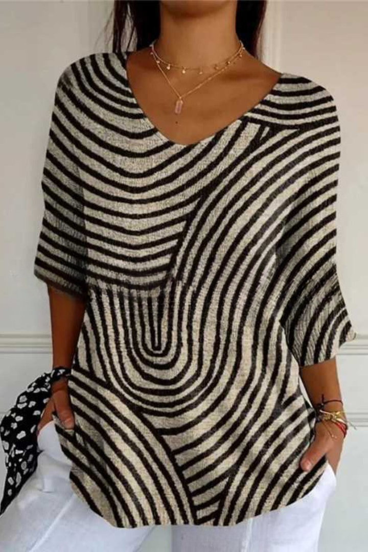 Bérangère™ | Blouse fluide élégante à imprimé raffiné