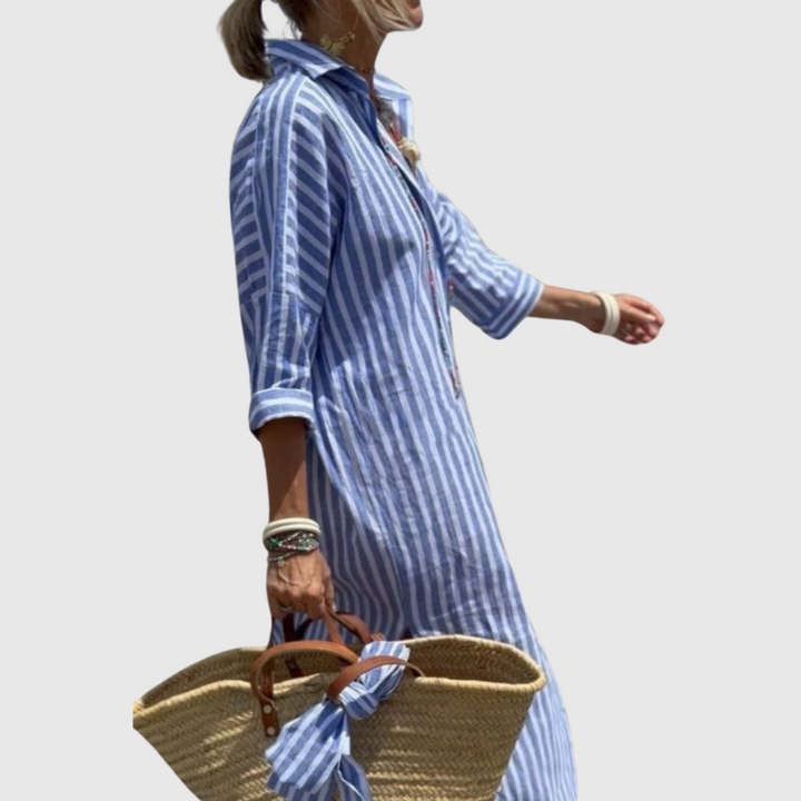 Elodie | Robe Chemise Rayée Chic