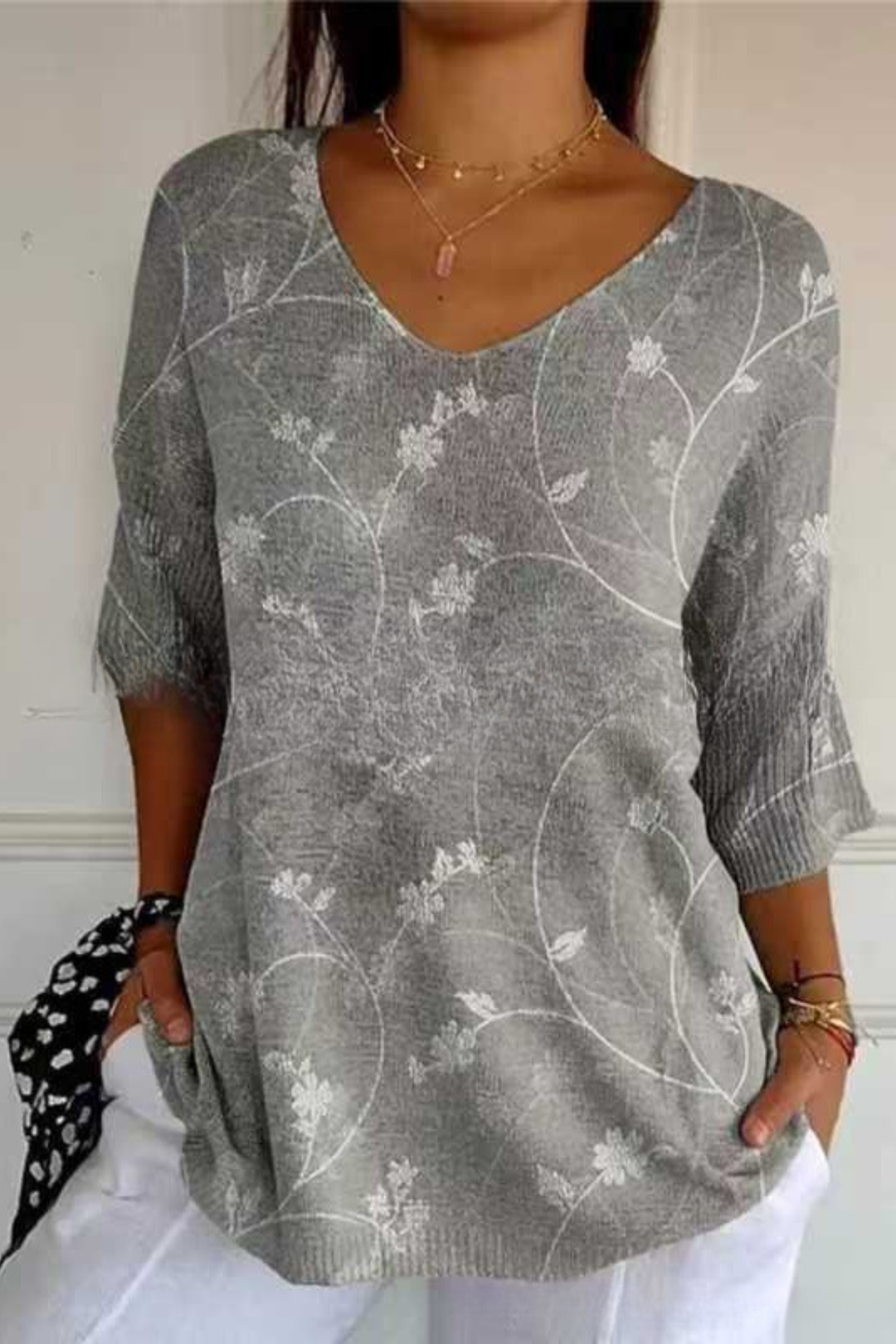 Bérangère™ | Blouse fluide élégante à imprimé raffiné