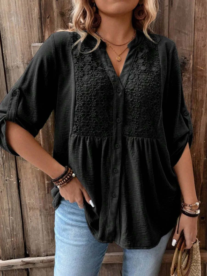 Heather | Blouse avec décolleté en V et boutons