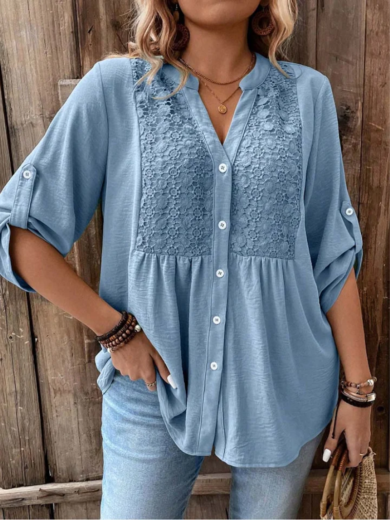 Heather | Blouse avec décolleté en V et boutons