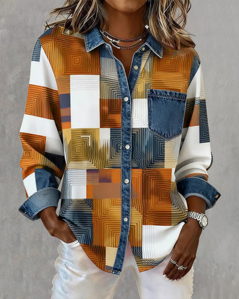 Séraphine | Chemise Color Block avec Col Fashion