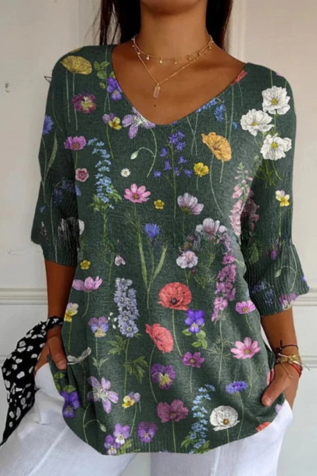 Bérangère™ | Blouse fluide élégante à imprimé raffiné