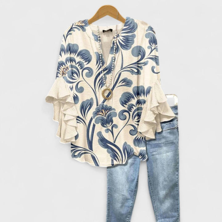 Lucy | Blouse Imprimée pour Femmes avec Manches Volantes