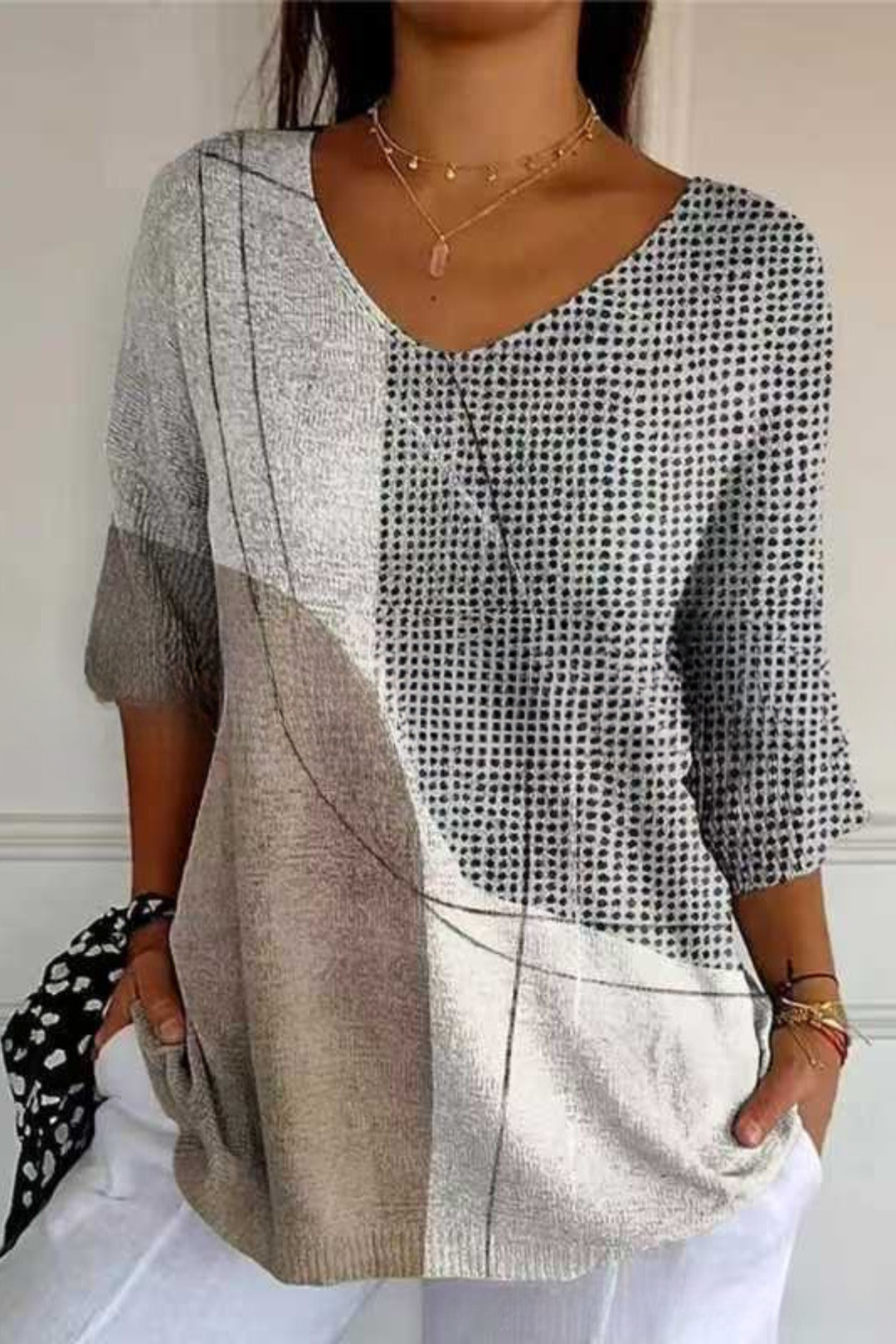 Bérangère™ | Blouse fluide élégante à imprimé raffiné