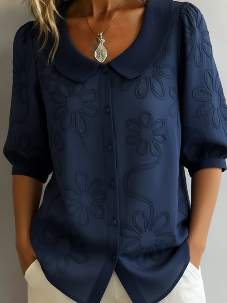Aurélie™ | La Blouse au Col Fleuri