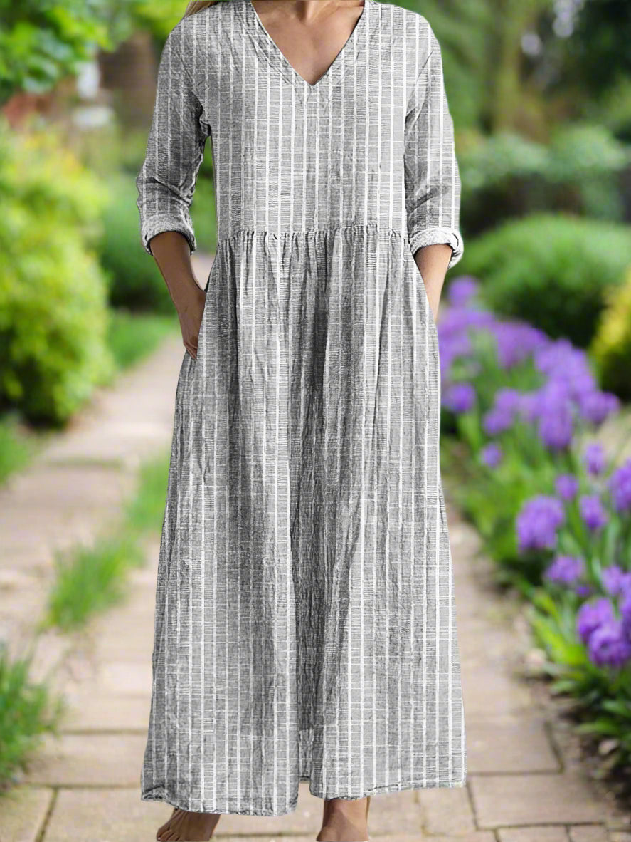 Dabria | Robe Rayée Classique Décontractée