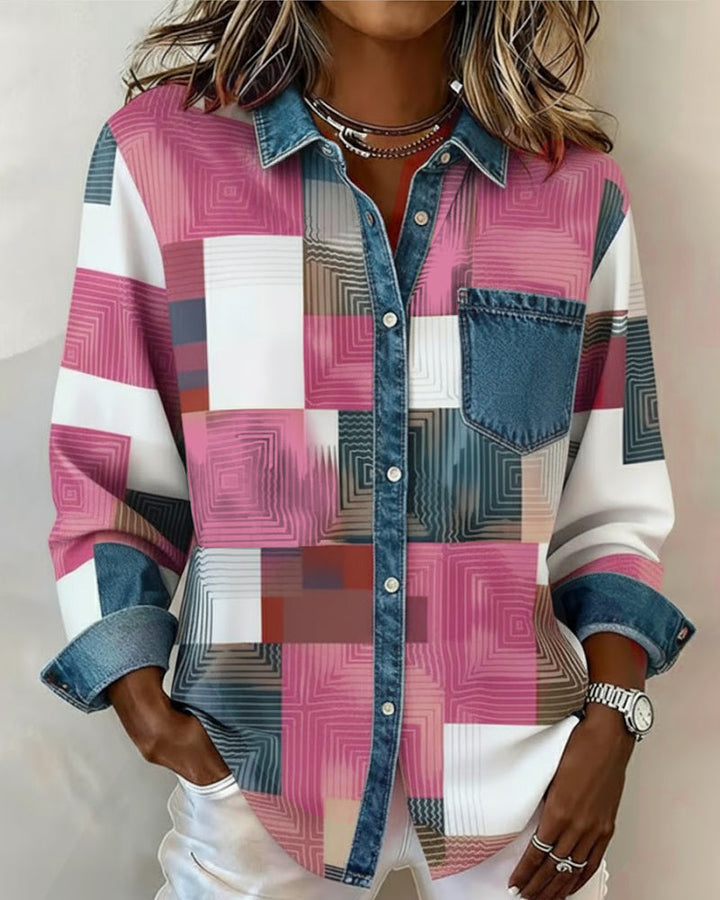 Séraphine | Chemise Color Block avec Col Fashion