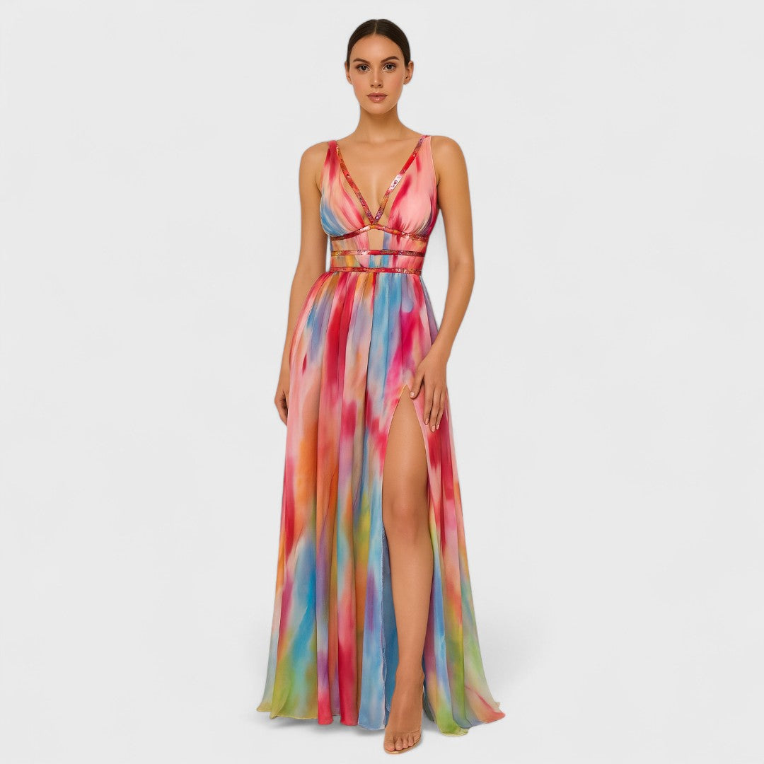Freya | Robe longue peinte