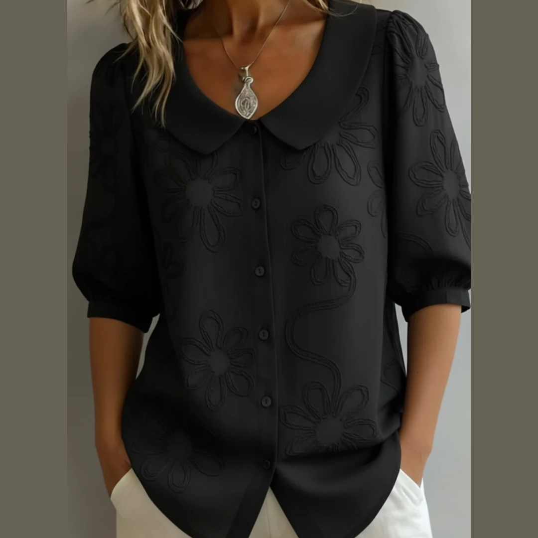 Aurélie™ | La Blouse au Col Fleuri
