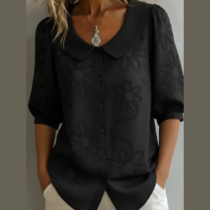 Aurélie™ | La Blouse au Col Fleuri