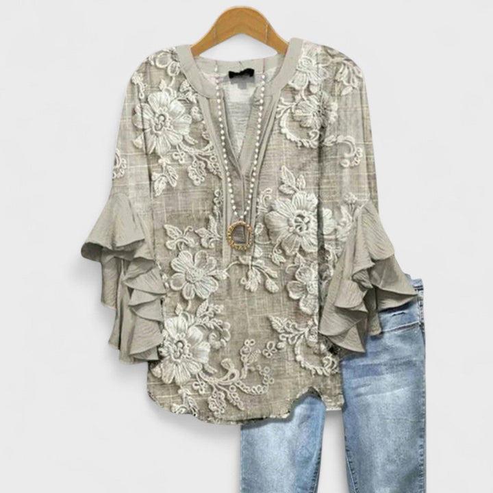 Lucy | Blouse Imprimée pour Femmes avec Manches Volantes