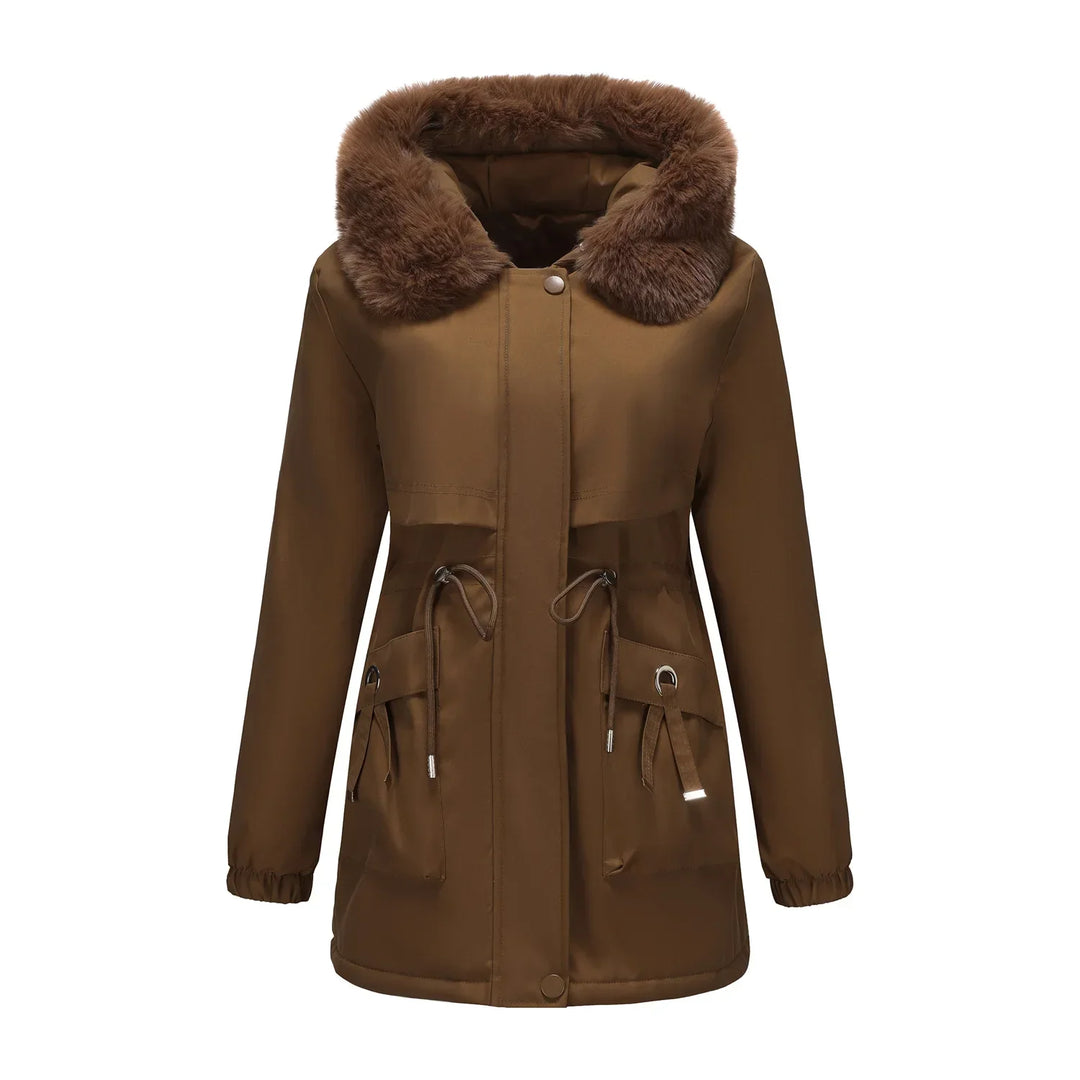 Grâce | Parka d'hiver élégante avec bord en fourrure