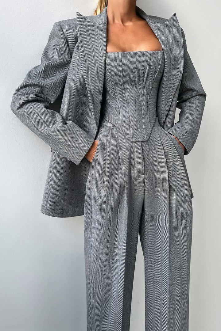 Hannah | Ensemble de trois pièces avec blazer croisé