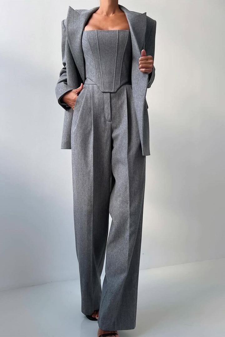 Hannah | Ensemble de trois pièces avec blazer croisé