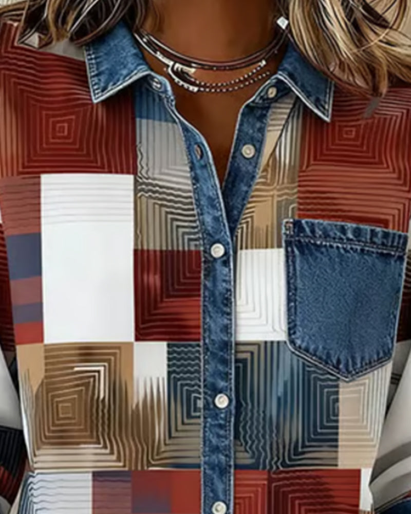 Séraphine | Chemise Color Block avec Col Fashion