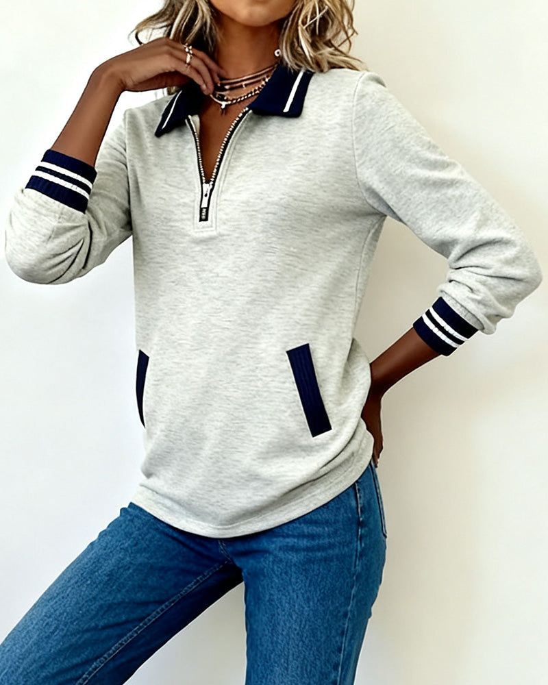 Capucine | Sweatshirt Ample avec Col et Fermeture Éclair